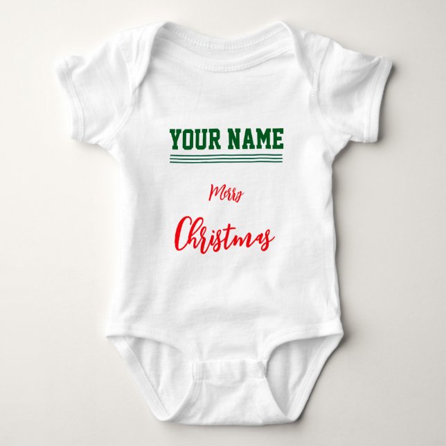 Body Para Bebê Cor de biquetê personalizada de Natal Baby Jersey (Frente)