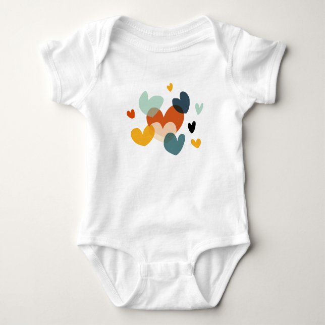 Body Para Bebê Coração Bonito Desenha Arte Coração Design (Frente)