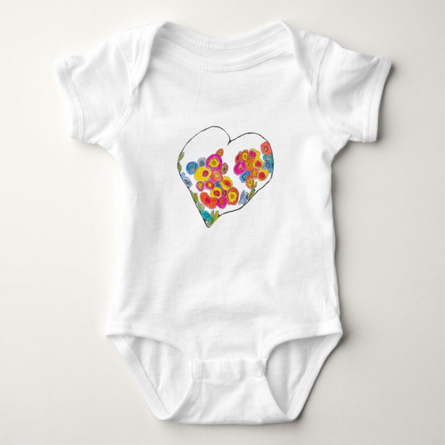 Body Para Bebê Coração Caprichoso Colorido (Frente)