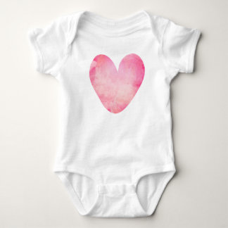 Body Para Bebê Coração com Aquarela Rosa