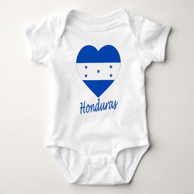 Body Para Bebê Coração da bandeira de Honduras (Frente)