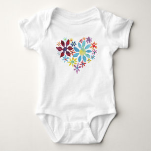 Body Para Bebê Coração das Flores