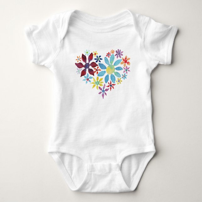 Body Para Bebê Coração das Flores (Frente)