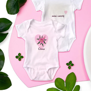 Body Para Bebê Coração de Lírio Rosa