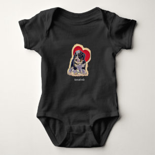 Body Para Bebê Coração Digital Bernedoodle, Bastante Preto