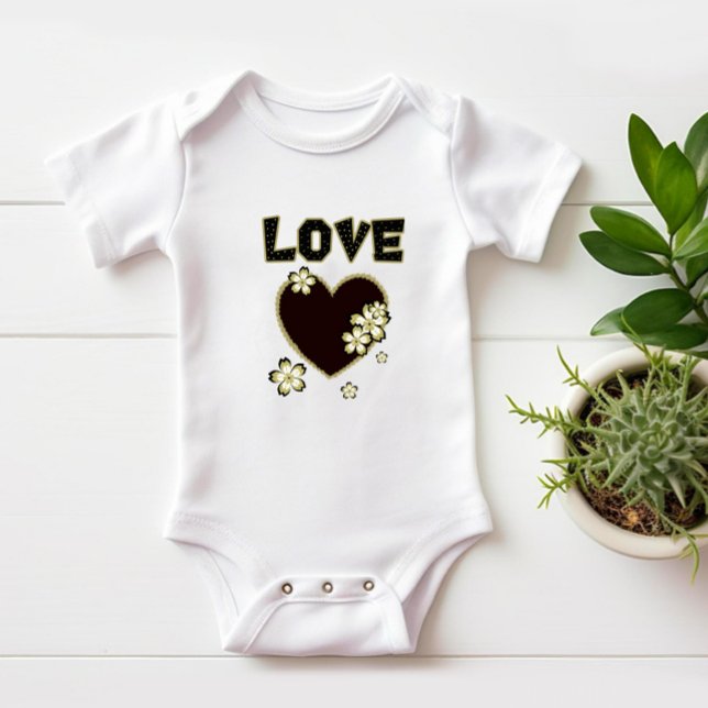 Body Para Bebê Coração e flores (Criador carregado)