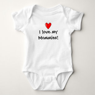 Body Para Bebê coração, eu amo minhas mamãs!
