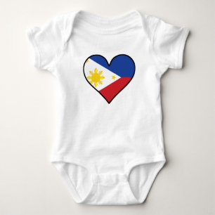 Body Para Bebê Coração filipino da bandeira