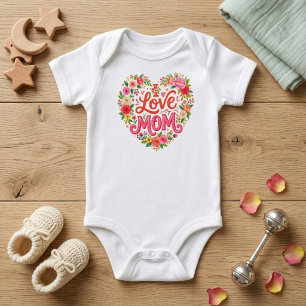 Body Para Bebê Coração Floral, Presente para Mãe Menina Anúncio