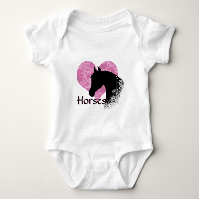 Body Para Bebê Coração III (camo rosa) (Frente)