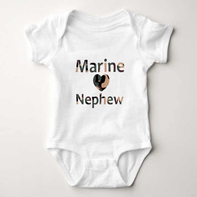 Body Para Bebê Coração marinho Camo do sobrinho (Frente)