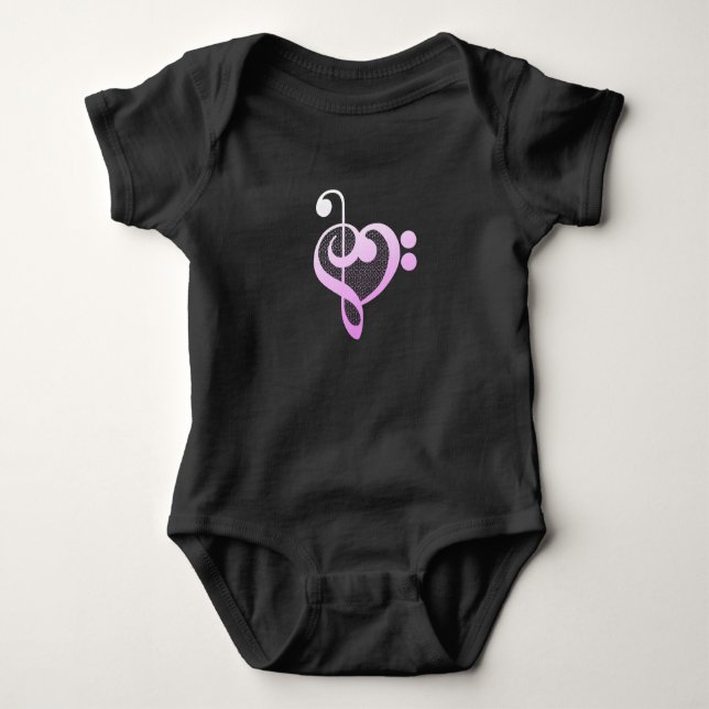 Body Para Bebê Coração Musical Rosa (Frente)