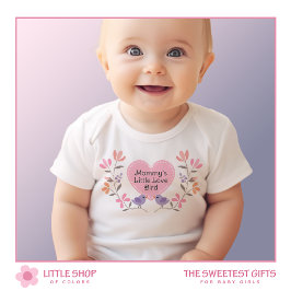 Body Para Bebê Coração Rosa Fofo Amor Floral de Pássaros
