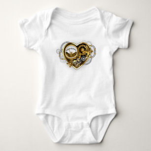 Body Para Bebê Coração Steampunk com Manômetro