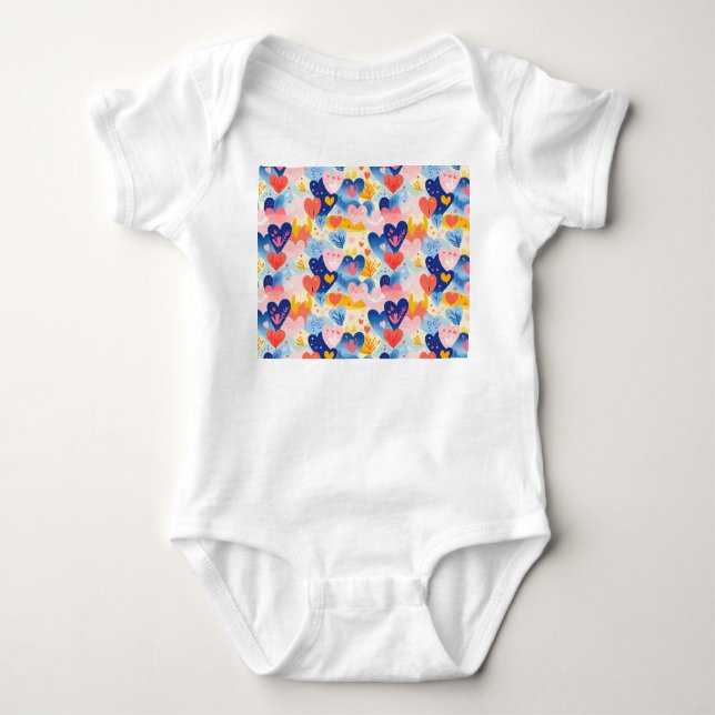 Body Para Bebê Corações Coloridos (Frente)