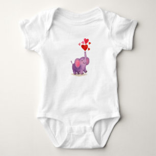 Body Para Bebê Corações de amor de elefante