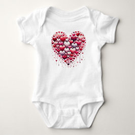 BODY PARA BEBÊ CORAÇÕES DE AMOR DE SÃO VALENTIM TONS DE VERMELHO