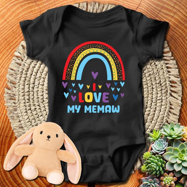 Body Para Bebê Corações de Arco-Íris Eu Amo Minha Vovó (Criador carregado)