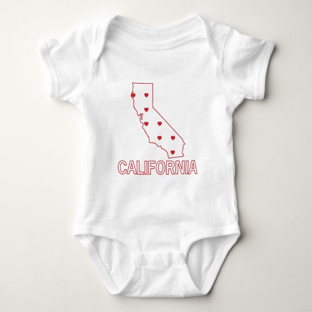 Body Para Bebê Corações de Califórnia (Frente)