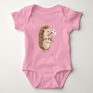 Body Para Bebê Corações de Ouriço Fofos Amor