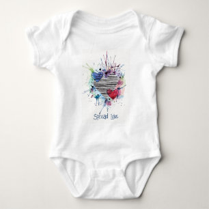 Body Para Bebê Corações E Lavações Em Aquarela