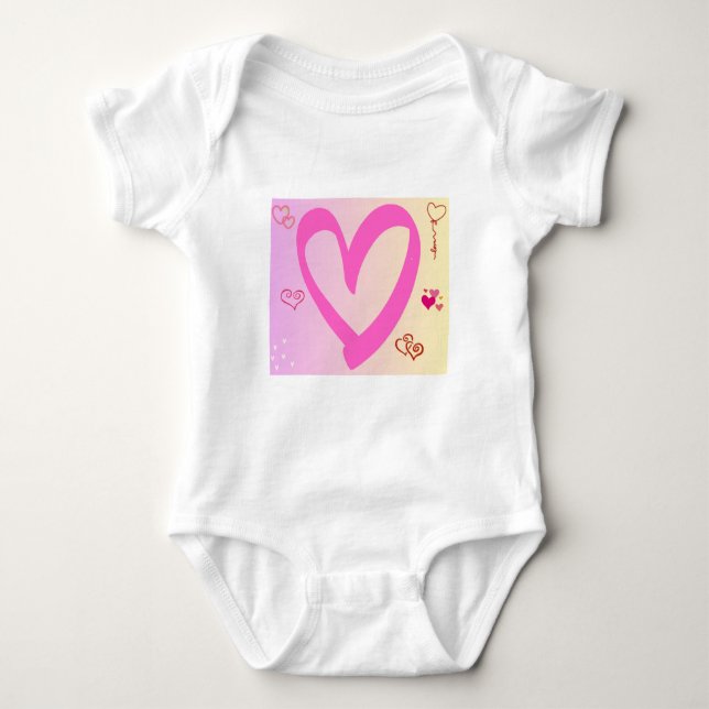 Body Para Bebê Corações em Gradiente Rosa (Frente)