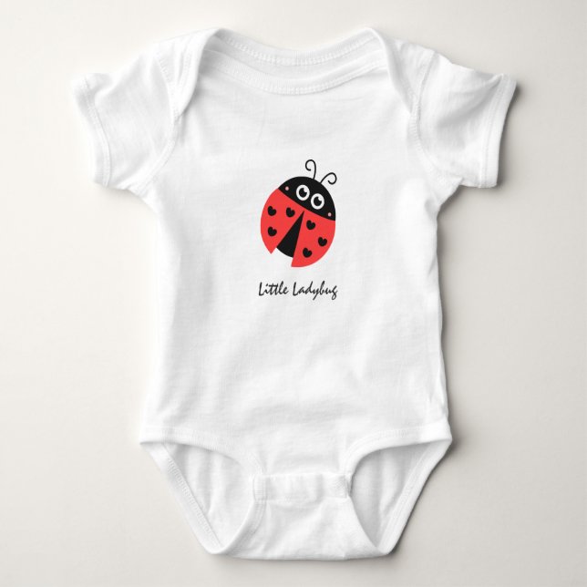 Body Para Bebê Corações Pretos de Ladybug Bonitos Personalizados (Frente)