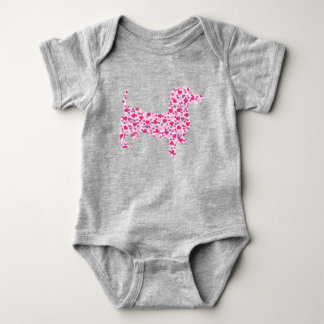 Body Para Bebê Corações Rosa Dachshund