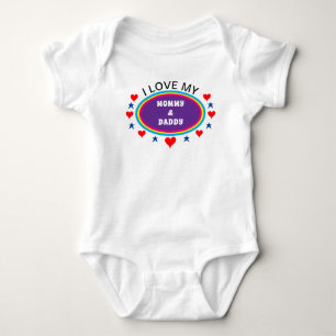 Body Para Bebê Corações Vermelhos Eu Amo Minha Mamãe e Pai