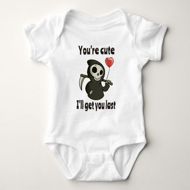 Body Para Bebê Corante Bonito de Grim com coração romântico (Frente)