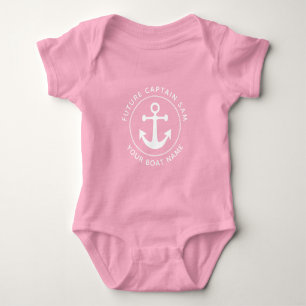 Body Para Bebê Corda de Âncora Náutica Cóta Nome Personalizado