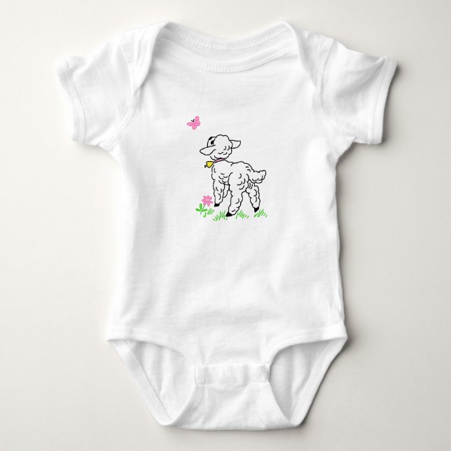 Body Para Bebê Cordero con Mariposa Rosa (Frente)