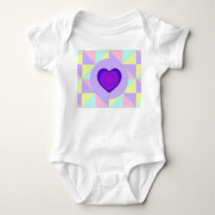 Body Para Bebê Cores pastéis & corações roxos batendo