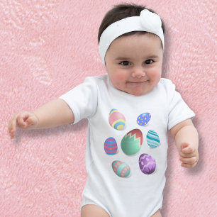 Body Para Bebê Cores Primavera de Ovos de Páscoa Coloridos de Pas