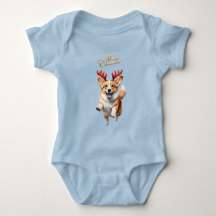 Body Para Bebê Corgi de Natal com Rebeldes