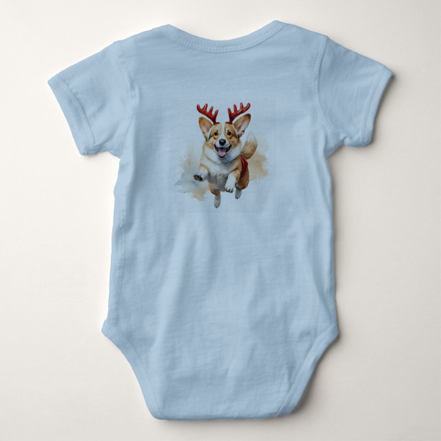 Body Para Bebê Corgi de Natal com Rebeldes (Verso)