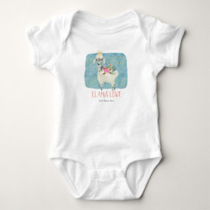 Body Para Bebê Coroa de Amor de Lhama Aquarela Fofa Kawaii Adoráv