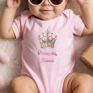 Body Para Bebê Coroa de Princesa Nome Personalizado