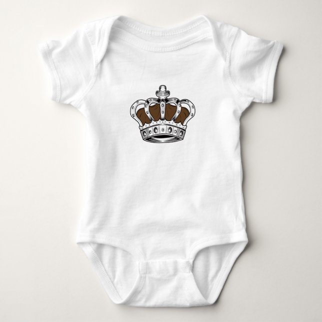 Body Para Bebê Coroa - Marrom   (Frente)