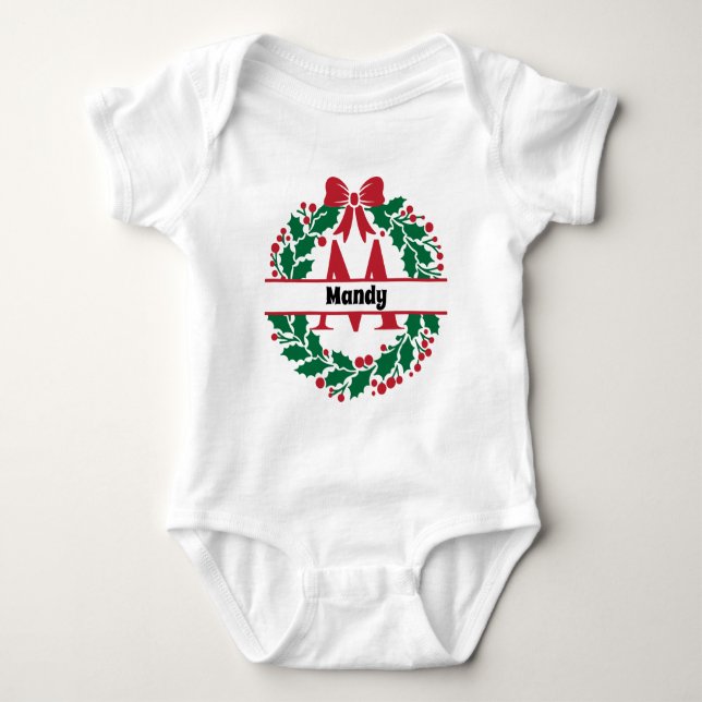 Body Para Bebê Correspondência Familiar da Rua de Natal - Letra M (Frente)