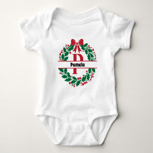 Body Para Bebê Correspondência Familiar da Rua de Natal - Letra P