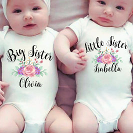 Body Para Bebê Correspondência Floral irmã mais velha irmã mais n