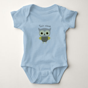 Body Para Bebê Coruja azul adorável personalizada 
