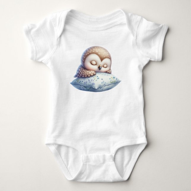 Body Para Bebê Coruja-branca dormindo (Frente)