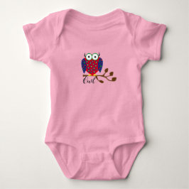 Body Para Bebê Coruja Colorida e Fofa em Galho com Folhas Castanh