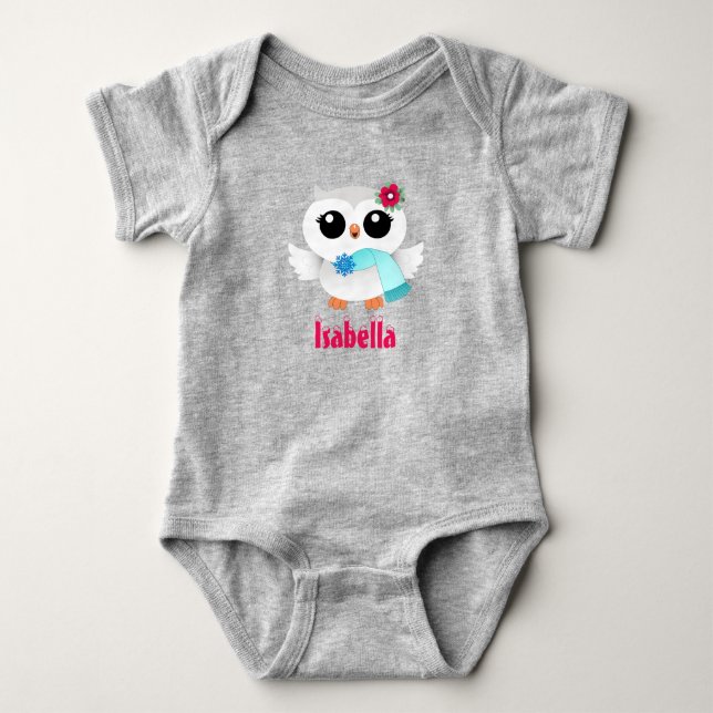 Body Para Bebê Coruja de inverno (Frente)