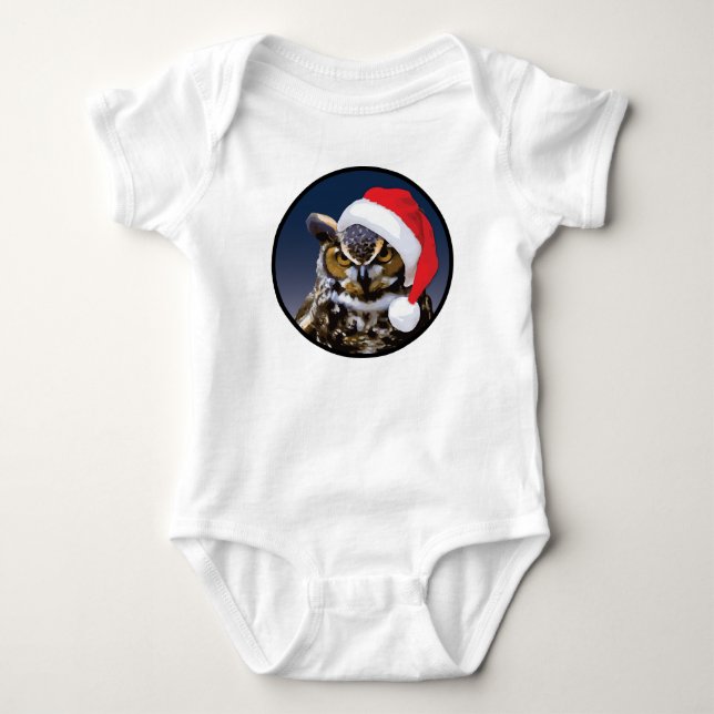 Body Para Bebê Coruja de Natal - Bebê Jersey Bodycase (Frente)