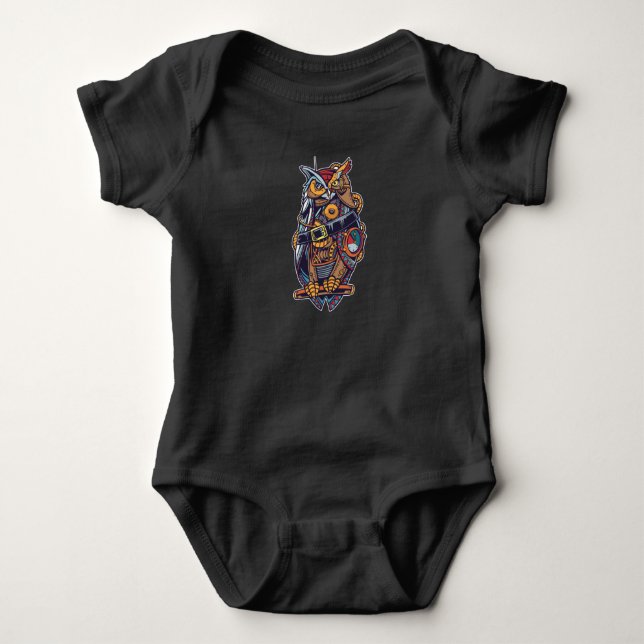 Body Para Bebê Coruja Steampunk (Frente)
