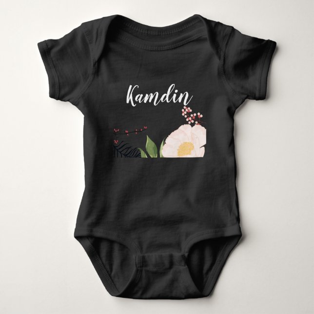 Body Para Bebê Cosmos Rosa, Bebê, Fato Personalizado, em Wh (Frente)