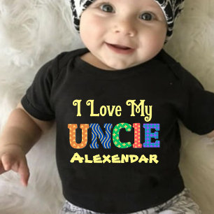 Body Para Bebê Costumado, amo meu tio (Nome do Tio)